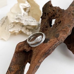 S925 Silver Snake <b>Ring</b> <b>Adjustable</b> Opening For Women Everyday Wear Jewelry Animal Zodiac Design - Product Image 3