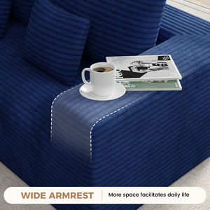 Canapé modulaire sectionnel en velours côtelé avec ottoman, tissu moelleux et rembourrage en éponge, sans assemblage requis, surdimensionné pour hôtels et centres commerciaux - Product Image 4