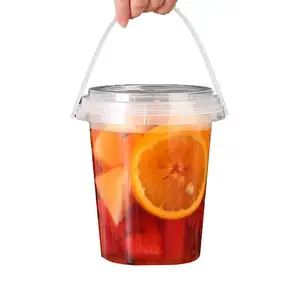 大容量泡沫波霸奶茶啤酒杯带提手水果茶桶带盖