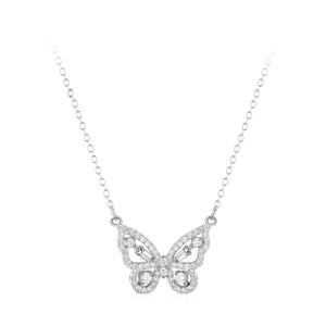 New S925 Sterling <b>Silver</b> Round Cut Zirconia Hollow Butterfly Pendant <b>Necklace</b> Gift <b>for</b> <b>Women</b> - Product Image 1