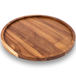 Acacia Wood <b>Tray</b> Round Solid Wood Serving <b>Tray</b> For Home Kitchen Breakfast Cake <b>Snack</b> Dish 35cm Polished Finish Durable - Product Image 2