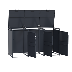 <span class=keywords><strong>Abri</strong></span> extérieur triple <span class=keywords><strong>pour</strong></span> poubelles à roulettes en acier, avec cadre renforcé, <span class=keywords><strong>pour</strong></span> poubelles métalliques extensibles 240L - Product Image 3