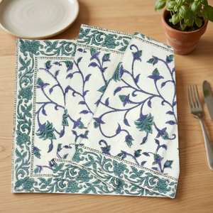 Floral Bale Handmade Hand Block Printed Embroidered Customizable Cotton Dining <b>Table</b> <b>Runners</b> Roopantaran - Product Image 3