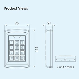 Thép không gỉ kiểm soát truy cập 125Khz Bàn Phím Độc lập khóa cửa RFID kiểm soát truy cập kiểm soát truy cập không thấm nước NFC - Product Image 6