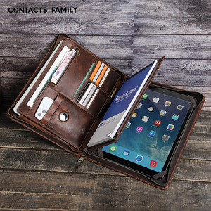 Étui portable de luxe antichoc en cuir de vachette véritable pour <span class=keywords><strong>iPad</strong></span> <span class=keywords><strong>Pro</strong></span> 12,9 pouces <span class=keywords><strong>avec</strong></span> support AirTag, poignée et fermeture éclair - Product Image 1