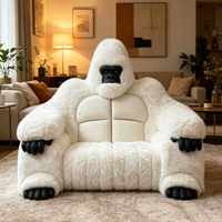 Canapé-lit design de luxe en velours personnalisable, moderne, une place, design unique Gorilla King Kong, grande taille, pour hôtel, centre commercial, villa