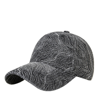 Gorra de béisbol de mezclilla lavada con hebilla dorada de cobre de 6 paneles, textura abstracta, estilo Dad Hat, unisex, retro, tipo Trucker, para hombre y mujer