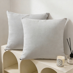 Housses de coussin carrées en velours personnalisées en gros - Housses de coussin décoratives élégantes <span class=keywords><strong>gris</strong></span> clair 100 % polyester avec fermeture éclair assortie - Product Image 2