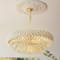 Lustre en cristal de luxe avec pendentif floral long, éclairage LED suspendu, style français, éclairage moderne pour chambre à coucher, salle à manger, salon, réglable