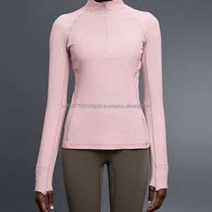เสื้อยืดแขนยาวคอตั้งแบบซิปครึ่งตัวสำหรับผู้หญิง ทรงเข้ารูป กระชับสัดส่วน เหมาะสำหรับออกกำลังกาย วิ่ง เล่นโยคะ ใส่ได้ในฤดูใบไม้ร่วง - Product Image 3