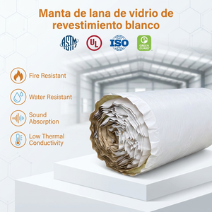 ASTM E84 Sudamérica Rollo <span class=keywords><strong>de</strong></span> <span class=keywords><strong>Lana</strong></span> <span class=keywords><strong>de</strong></span> Vidrio Incombustible con Revestimiento Blanco R94 40mm Manta <span class=keywords><strong>de</strong></span> <span class=keywords><strong>Lana</strong></span> <span class=keywords><strong>de</strong></span> Vidrio con Revestimiento Blanco - Product Image 1