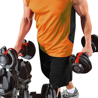 Ensemble d'haltères réglables multi-poids 10-50 kg avec poids de 24 kg et 40 kg, en acier et caoutchouc, pour usage domestique