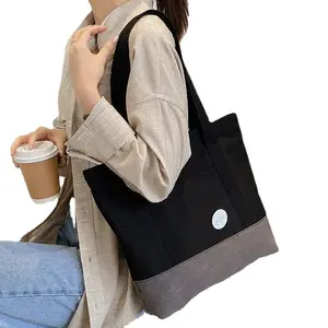 Benutzer definierte gedruckte Logo Frauen Leinwand Tote Handtaschen Casual Schulter Arbeits tasche Cross body Multifunktion ale Reisetasche