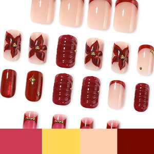 <span class=keywords><strong>Faux</strong></span> <span class=keywords><strong>Ongles</strong></span> Français à Coller Motif Feuilles d'Hiver 24 Pièces – Haute Qualité, Prêts à Poser avec Autocollants et Designs - Product Image 3