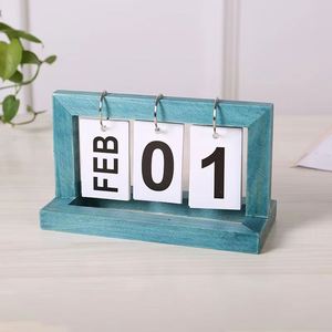 Wooden Perpetual Calendar Flip Month Date Display Desktop Schedule Daily Planner Office Home <b>Decoration</b> Photography Props Gifts - Product Image 6