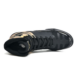 Bottes de lutte et de boxe professionnelles noires et dorées pour hommes, chaussures d'entraînement unisexes respirantes pour la gym, les squats et la musculation - Product Image 3