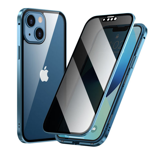 Luxury Anti Peeping Magnetic Case for iPhone 17 16 15Pro MAX 14 Plus Privacy Screen Tempered Glass Cover Metal Privacy Case