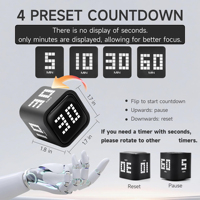 Timer Dapur Digital Mini Terlaris dengan Sensor Gravitasi, Dapat Disesuaikan 5 10 30 60 Menit, Pilihan Warna