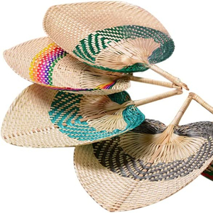 Hot Selling Woven Hand Crank Fan Hand Woven Fan with Patter,Handmade