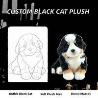 Peluche Gothique Chat Noir Papillon, Jouet en Peluche Doux avec Rembourrage en Coton PP, Cadeau pour Fans