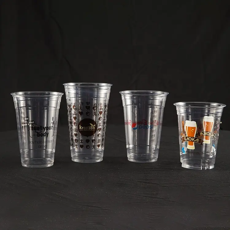 Professional Suppliers Wholesale Custom Printed Logo Disposable PET Plastic Drink Cups