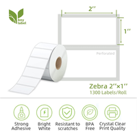 Rollo de Etiquetas Térmicas para Códigos de Barras de 2x1 Pulgadas, Autoadhesivas, Resistentes al Agua, para Impresora Térmica, Inventario y Embalaje, Venta al Por Mayor de Fábrica