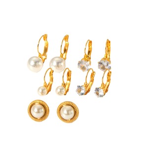 ต่างหูห่วงประดับมุกคริสตัลชุบทองสแตนเลสสตีลสำหรับใส่ทุกวันชุดเครื่องประดับสำหรับผู้หญิง - Product Image 5