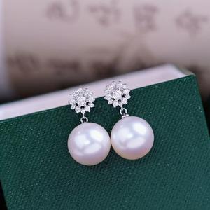 Accessoires en perles DIY, boucles d'oreilles en argent S925 avec plateau vide, perles rondes de 8 à 12 mm, bijoux en argent simples, accessoire DIY 22268 - Product Image 3