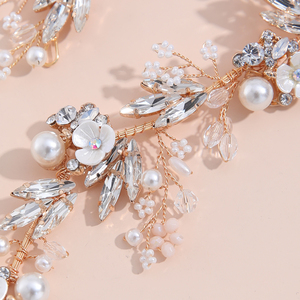 Accessoires de <span class=keywords><strong>cheveux</strong></span> de mariée en cristal doré faits à la main, élégant clip à <span class=keywords><strong>cheveux</strong></span> en perles pour fiançailles - Product Image 3