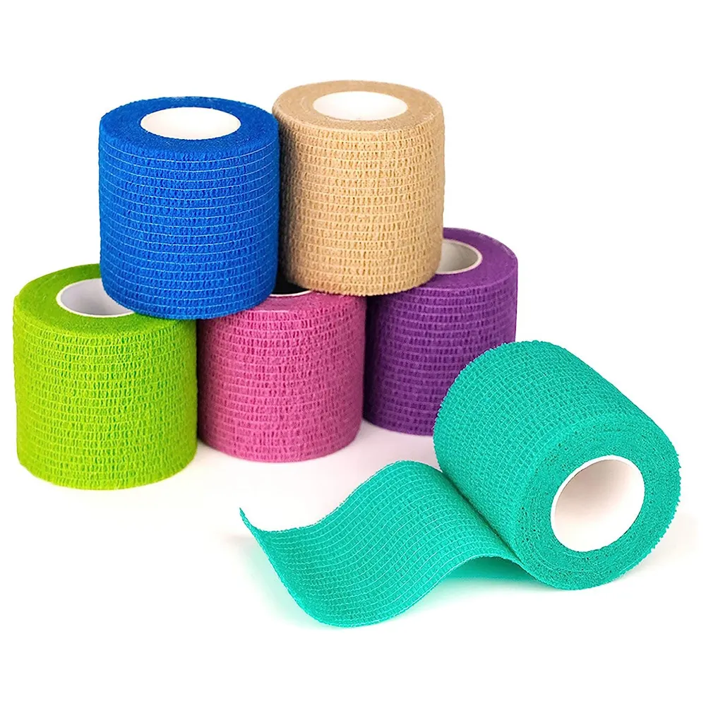 Für Sport Erholung wasserdichtes klebendes Bandage elastisch dehnbar Großhandel Farbe medizinisches nicht gewebtes zusammenhängendes Bandage