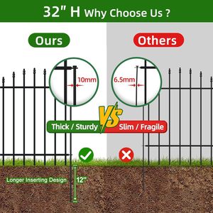Clôture de jardin en métal 32 po de hauteur x 12 pi de longueur, 6 panneaux + 7 piquets, panneaux de clôture <span class=keywords><strong>pour</strong></span> chiens, barrière <span class=keywords><strong>pour</strong></span> animaux - Product Image 6