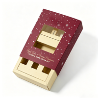 Boîte cadeau de Noël personnalisée pour fenêtre, boîte en papier rouge avec impression dorée pour crème pour les mains, emballage cadeau cosmétique de Noël
