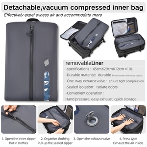 <span class=keywords><strong>Zaino</strong></span> <span class=keywords><strong>Uomo</strong></span> <span class=keywords><strong>Impermeabile</strong></span> per Laptop con Lucchetto a Combinazione, Borsa Rimovibile Sottovuoto a Compressione e Airbag da Viaggio - Product Image 4