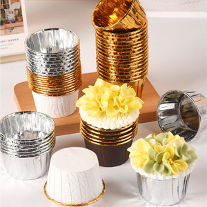 3oz addensato oro argento pellicola gocciolante rotolo resistente al calore torta tazza di carta Muffin portabicchieri Cupcake al forno - Product Image 6
