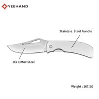 Couteau pliant de camping EDC de qualité industrielle personnalisable Yeehand en acier 3CR13 avec manche en acier inoxydable