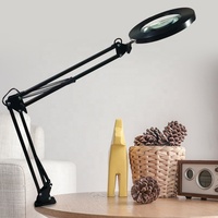 High Quality Black Adjustable Desktop Clamp Led Magnifying Glass Cold Light Beauty Lamp