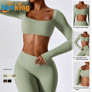 Set Ehanking Yoga top da donna a maniche lunghe e pantaloni a gamba larga ad asciugatura rapida <span class=keywords><strong>sport</strong></span> da corsa Fitness Yoga <span class=keywords><strong>2</strong></span> pezzi set Suit - Product Image 3