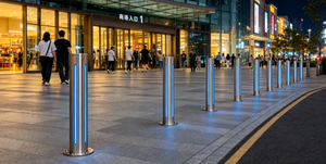 Borne de sécurité fixe en acier inoxydable de 168 mm avec bande réfléchissante bleue haute visibilité pour la sécurité des voies routières et des parkings - Product Image 4