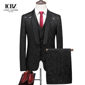 Costume robe hommes mince Version coréenne marié mariage Photo Studio Performance hôte blanc brodé costume trois pièces costume - Product Image 4