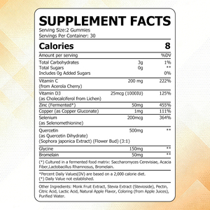Best Quality Quercetin Bromelain Gummies with Zinc Vitamin C D3 Support Absorption and Immune System Support Candy - Product Image 2
