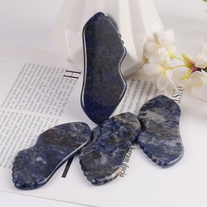 Sodalite Gua Sha Tool, New Shape Sawtooth Scraping Board for Face Neck Body, Natural Stone Skin Care Beauty <b>Massager</b> - Product Image 4