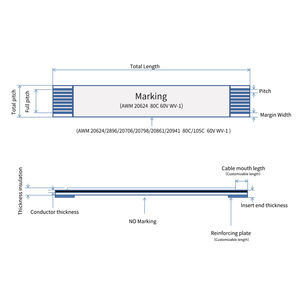 كابل مرن مسطح مخصص إلكترونيًا بخطوة 0.5 و1.0 و1.25 ملم، 4 أو 6 أو 10-64 سن، نوع A/B، كابل FFC مرن أزرق/أبيض من مادة PET - Product Image 3