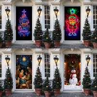 Weihnachtliche Türabdeckung Wandteppich Weihnachtsmann Geschenklieferung Hintergrund Polyester Individuelles Muster Feiertagsparty Heim Wanddekoration