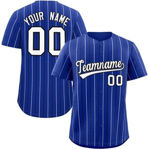 Maillot de baseball personnalisé à rayures fines, unisexe, pour adulte, boutonné, avec nom, numéro et logo d'équipe, anti-humidité - Product Image 1