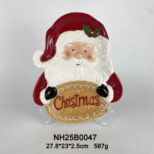 <span class=keywords><strong>2025</strong></span> giáng sinh Santa tấm, gốm vẽ tay phục vụ Platter & khay. Mới nhất Santa hình dạng cho Xmas Đảng - Product Image 1