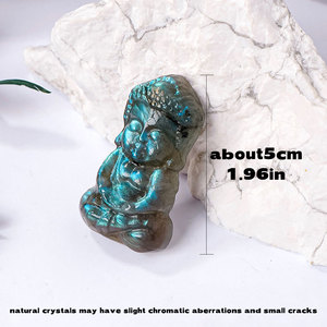 All'ingrosso cristallo curativo naturale intagliato a mano blu Flash Labradorite Baby <span class=keywords><strong>Buddha</strong></span> per la decorazione