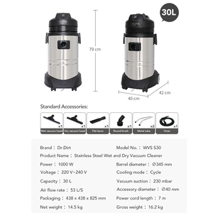 Aspirateur sec humide de nettoyage de plancher d'hôpital et d'hôtel d'école de garage industriel électrique de puissance élevée avec l'aspiration forte - Product Image 5