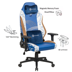 Vente en gros Chaise de jeu d'ordinateur en cuir bleu inclinable moderne <span class=keywords><strong>Gamer</strong></span> <span class=keywords><strong>Siege</strong></span> personnalisée avec fonction de refroidissement et oreiller magnétique - Product Image 1