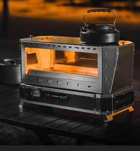 SOLOMAN Griglia da Campeggio Portatile in Acciaio Inox Lucidato, Stufa Creativa a Carbone/Legna con Coperchio Ribaltabile, Caminetto per Riscaldamento Tenda - Product Image 5