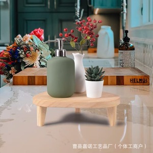 Solid Wood Flower Pot Stand Oval Minimalist <b>Desk</b> Supplies Multipurpose Natural Wood Color - Product Image 2